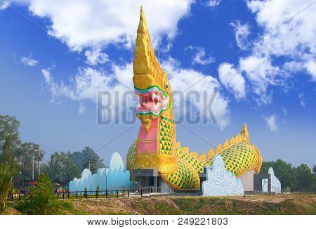 Yasothon, Thailand - February 22, 2016 : Statue Of Naga Meseum