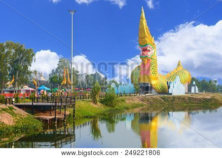 Yasothon, Thailand - February 22, 2016 : Statue Of Naga Meseum
