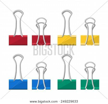 Colored Binder Clips. Clerical Clothespin. Tools For Education And Work. Stationery And Office Suppl