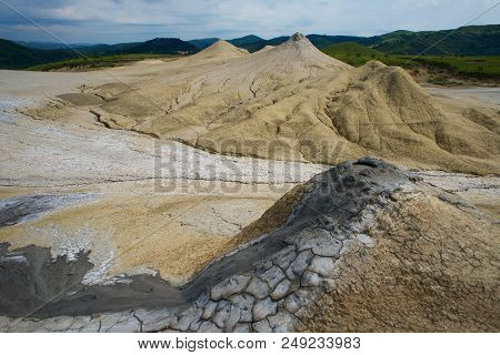 Berca Mud Volcano From Drone Aerial Romania Europe