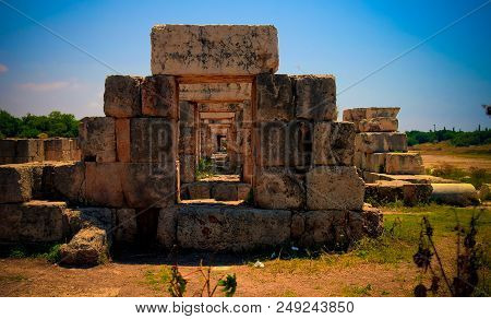 Remains Remains Of Tribune Hippodrome In Ancient Columns Excavation Site In Tyre, Lebanon