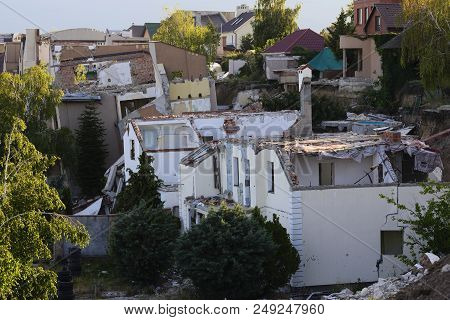 Consequences Of A Landslide In An Expensive Residential Quarter On The Beach.after The Landslide, Th