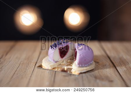 Cake On Wooden Chair On A Dark Background