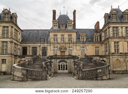 FONTAINEBLEAU, FRANCE - March 31, 2017: The Palace of Fontainebleau Chateau de Fontainebleau 