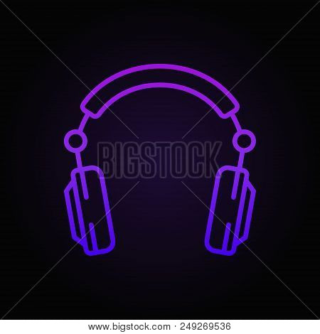 Over-ear Headphones Colored Outline Vector Concept Icon Or Design Element On Dark Background