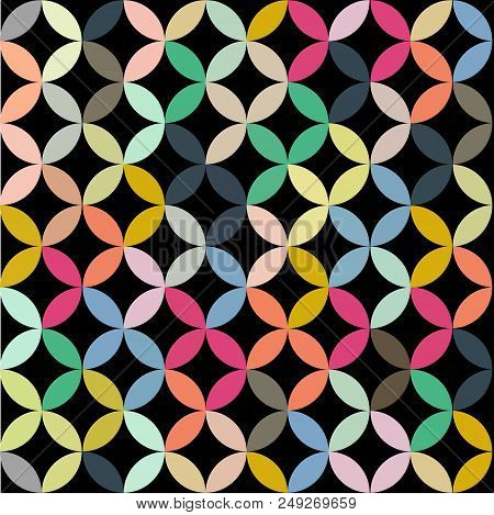 Retro Giometric Seamless Vector Circles Courful Abstract Trendy Pattern For Wrapping, Fabric, Textil