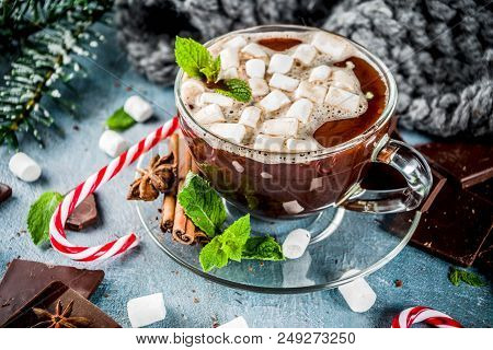 Hot Chocolate With Mint And Marshmallow
