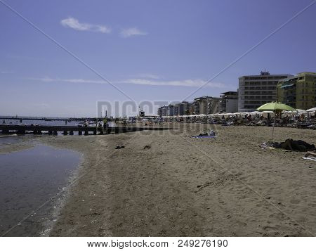 8 July 2018-jesolo-italy-the Beautiful Beach Of Jesolo In Veneto