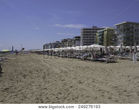 8 July 2018-jesolo-italy-the Beautiful Beach Of Jesolo In Veneto
