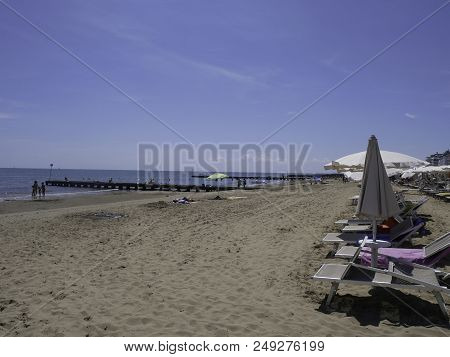 8 July 2018-jesolo-italy-the Beautiful Beach Of Jesolo In Veneto
