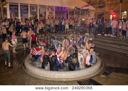 Zagreb, Croatia - July 11 Croatian Football Fans After The Match Of Croatia Vs England 2018 Fifa Wor