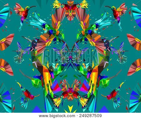 Low Poly Of Colorful Poster With Animals And Invitation To Visit Zoo,safari Style,abstract Vector Il