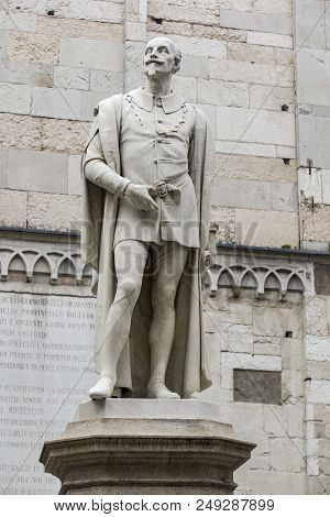 Statue Of Italian Poet Alessandro Tassoni In Modena, Italy Made By Alessandro Cavazza At 1860