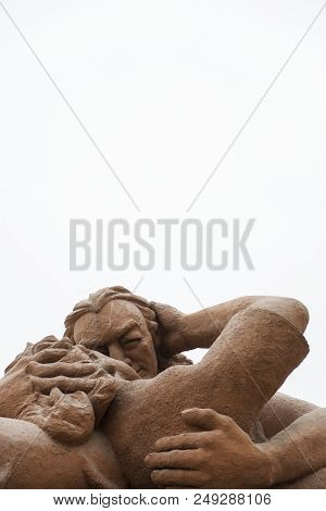 Lima, Peru - December 30, 2017: Detail Of Sculpture El Beso (the Kiss) In Parque Del Amor In Lima, P