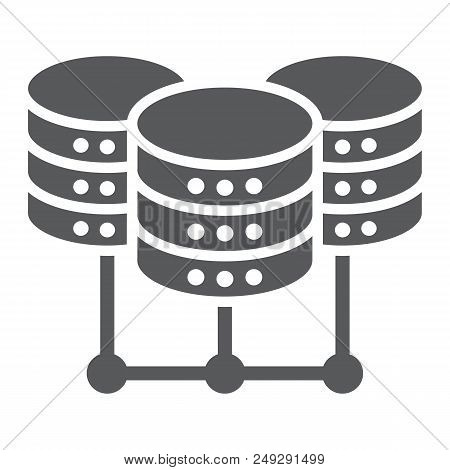 Data Center Glyph Icon, Data And Analytics, Network Hosting Sign, Vector Graphics, A Solid Pattern O