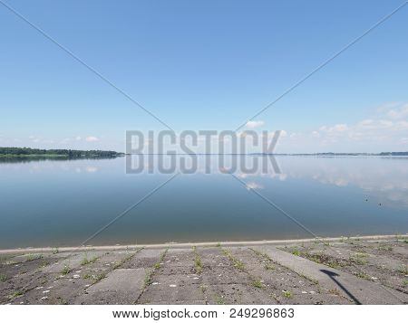 Scenic Shore And Landscapes Of Artificial European Goczalkowice Reservoir In Poland With Beauty Clou