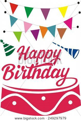 Birthday Party With Background Colorful Bunting Banners