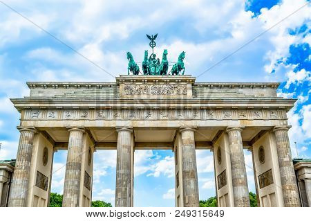 Brandenburg Gate In Berlin In Germany Close-up.
