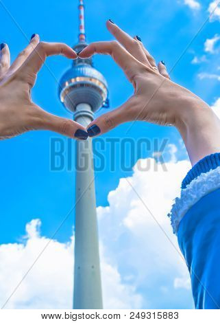 Berlin, Germany, May 25, 2015: Tv Tower In Berlin In Germany Close-up