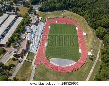 July 13, 2018 - Charlotte, North Carolina, USA: Aerial views of the University of North Carolina at Charlotte.  Established in 1946, UNCC is a growing campus with over 29,000 students.