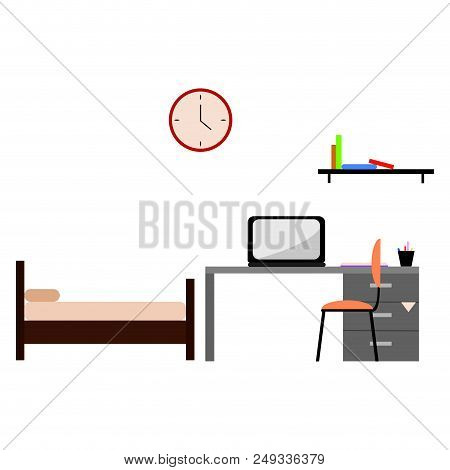 Abstract College Student Dorm Room With Some Special Objects