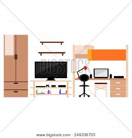 Abstract College Student Dorm Room With Some Special Objects