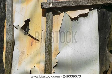 Background Surface Of Old, Brown, Grey Rusty Wall From Rubber And Ruberoid