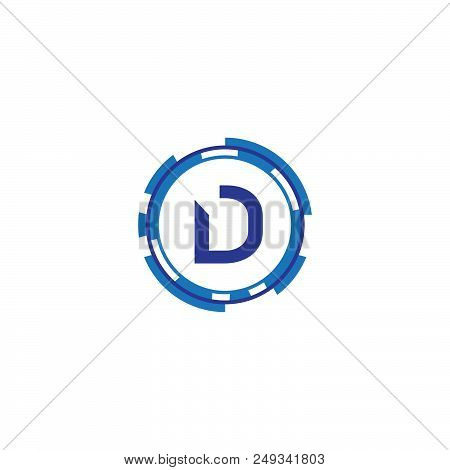 Technology Orbit Web Rings With Letter D Concept Design. Round Ring Circle And Infinity Loop Symbol.