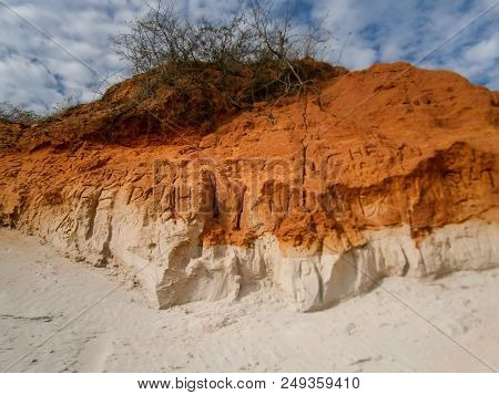 Ingraved Text In Orange And White Hillside
