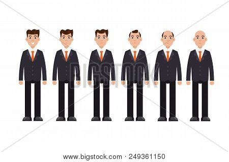 Hair Stages Loss. Types Of Baldness On Male Head Vector.
