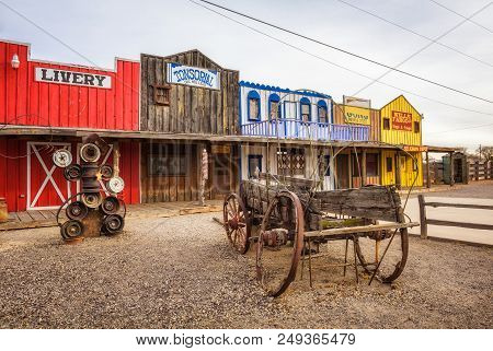 Seligman, Arizona, Usa - January 2, 2018 : Facade Of The Historic Seligman Depot Situated On Route 6