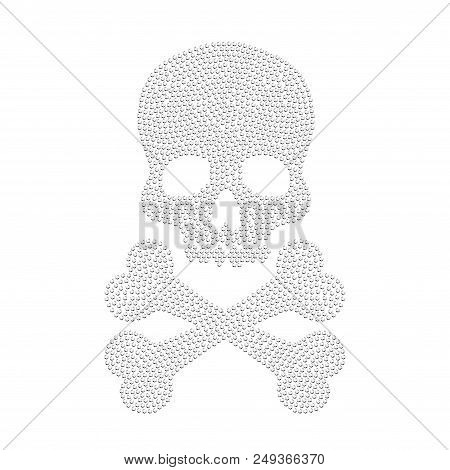 Human Skull Silhouette With White Jewellery Diamonds Isolated On White Background