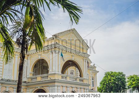 Old Town Hall In George Town In Penang, Malaysia. The Foundation Stone Was Laid In 1879.