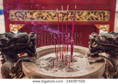 Temple Of Snakes With Real Snakes Inside On The Island Of Penang, Malaysia.