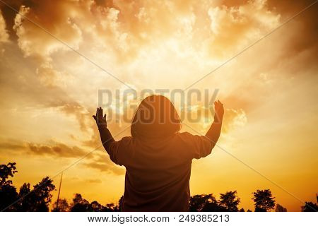 Human Hands Open Palm Up Worship. Eucharist Therapy Bless God Helping Repent Catholic Easter Lent Mi