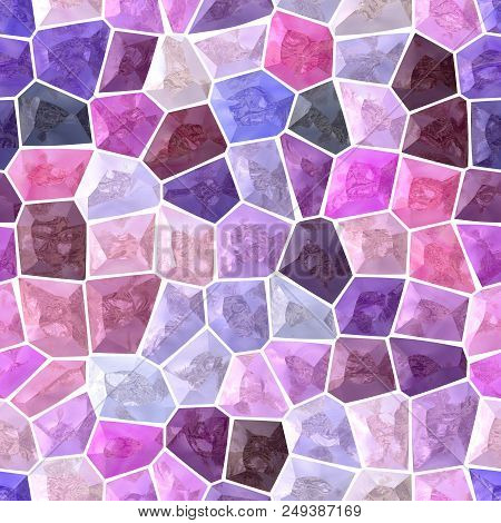 Surface Floor Marble Mosaic Pattern Seamless Background With White Grout - Puprle, Violet, Maroon, P