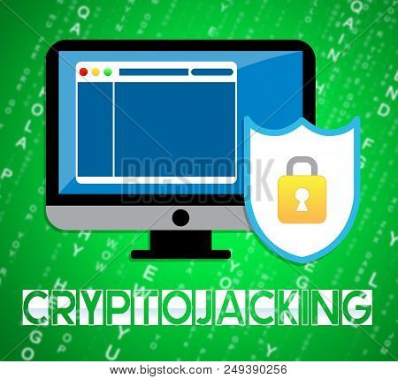 Cryptojacking Crypto Attack Digital Hijack 2D Illustration