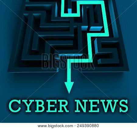 Cyber News Breaking Digital Headlines 3D Rendering