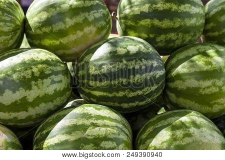 Market Counter With Delisios Watermelons.