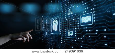 E-learning Education Internet Technology Webinar Online Courses Concept.