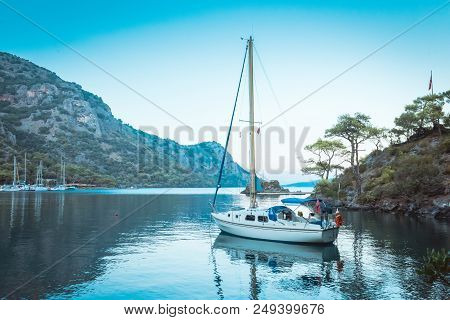 Small Yacht In Mediterranean Sea Marmaris, Turkey