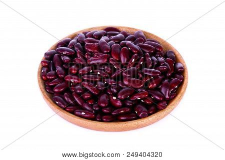 Red Beans In Wooden Plant Isolated On White Background