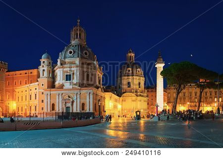 Rome, Italy - September 26, 2016: Santa Maria Di Loreto Church And Chiesa Ss Nome Di Maria Church In