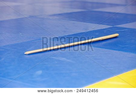 A Wooden Bokken On Tatami. Selective Focus