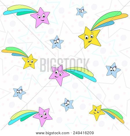 Simple Vector Pattern With Stars Illustration. Cartoon Print. Vector Textile Fabric Print. Kids Art.