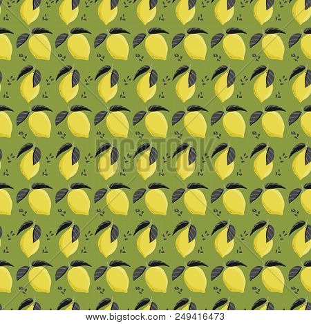 Seamless Lemon Pattern. Floral Background. Stock Vector