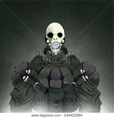 Sinister Character In The Mask. Cartoon Vector Illustration.