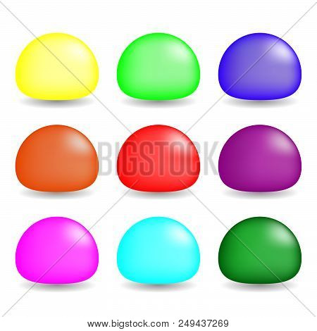 Colorful Slimes Set On White Background. Vector Set For Design, Game. Collection Of Game Characters.