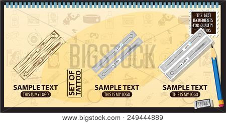 Tattoo Needles, Tools, Logo, Liner, Shader Vector Illustration On Beige Background