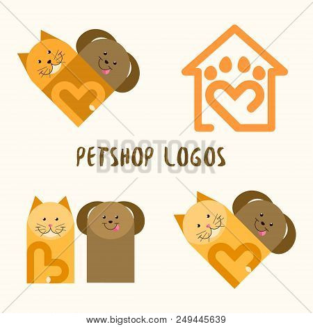 Petshop Logos. Cat And Dog. Animals Illustration